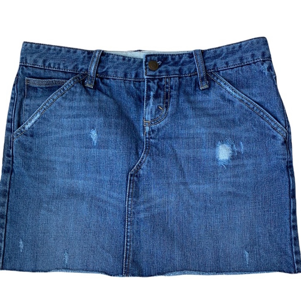 X2 DENIM LABORATORY Distressed Denim Skirt. Size: 2